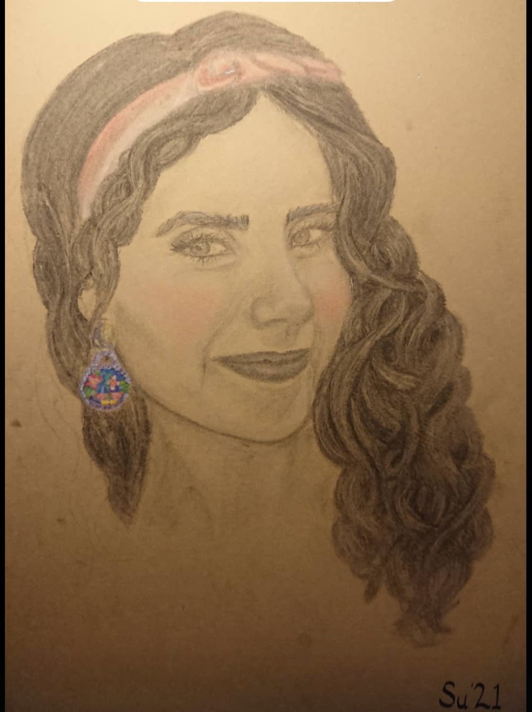 Soft pastel and charcoal portrait of a woman